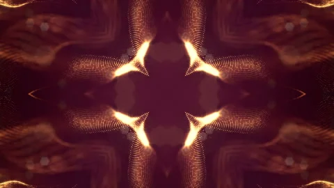 Sci-fi gold background of luminous particles that form curves, surfaces, complex Stock Footage 110528564