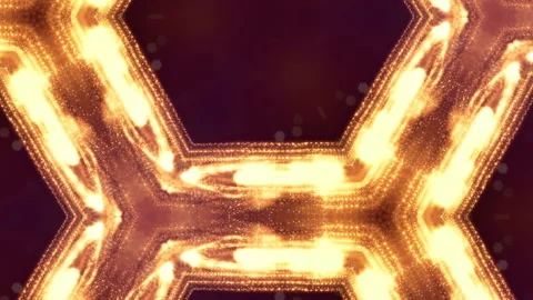 Sci-fi gold background of luminous particles that form curves, surfaces, complex Stock Footage 110541680
