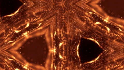 Sci-fi gold background of luminous particles that form curves, surfaces, complex Stock Footage 110546333