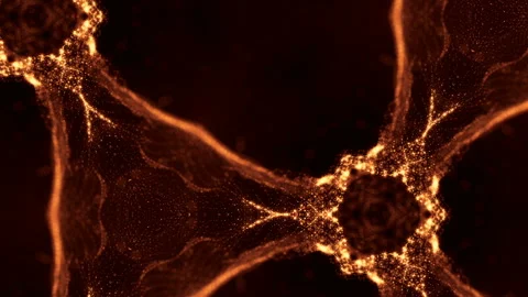 Sci-fi gold background of luminous particles that form curves, surfaces, complex Stock Footage 110553931