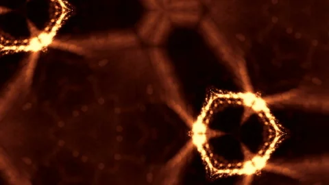 Sci-fi gold background of luminous particles that form curves, surfaces, complex Video stock 110558217