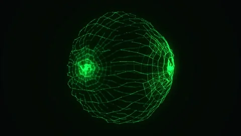 Sci-fi green sphere with particles. Concept network connection. Video stock 247360296