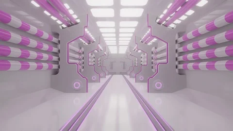 Sci-Fi grunge damaged metallic corridor background 3d render 4k Stock Footage 107695632