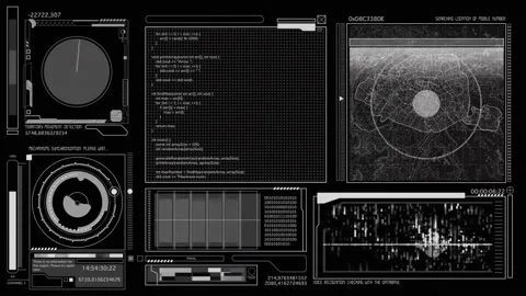 Sci-fi hacker screen background animation Stock Footage 332064716