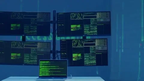 Sci-fi hacker screen background animation Stock Footage 332064766