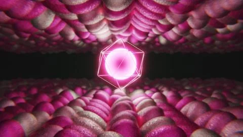Sci-fi hi-tech 3D background. Abstract molecule particle waves Stock Illustration