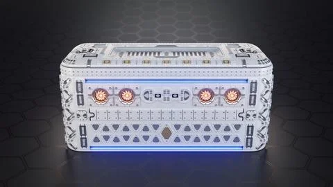 Sci-Fi High-Tech crate with blue and orange illumination Stock Illustration