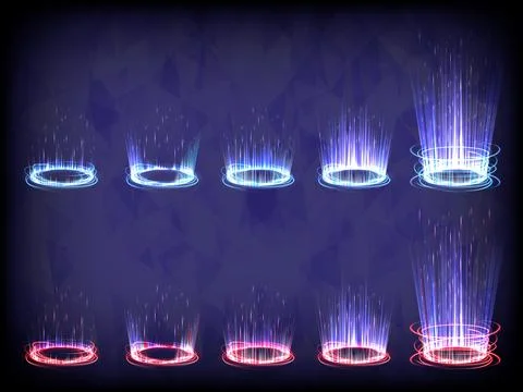 Sci-fi high-technology stage collection in glowing HUD. Hologram portal swirl イラスト素材