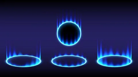 Sci-fi high-technology stage collection in glowing HUD. Hologram portal swirl Stock Illustration