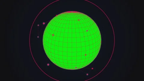 Sci-Fi Holographic Globe Green Screen Pink Cyber HUD Network Loop Stock Footage 341667391