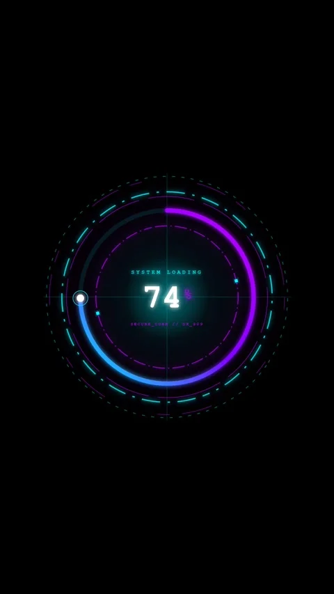 Sci-Fi Holographic Loading Ring HUD Interface Vertical 9:16 Video stock 347409270