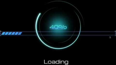 Sci-Fi HUD Circular Loading Progress Bar on Black Background Stock Footage 336662608