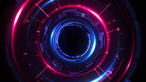 Sci-fi hud element with neon lights and futuristic details. 動画素材 136492454