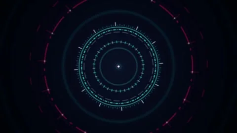 Sci fi HUD graphic concentric rings seamless loop motion background Stock Footage 346000001