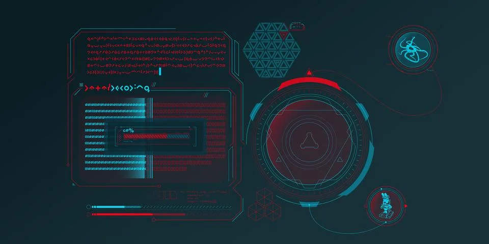 Sci-fi HUD interface for data research. Stock Illustration