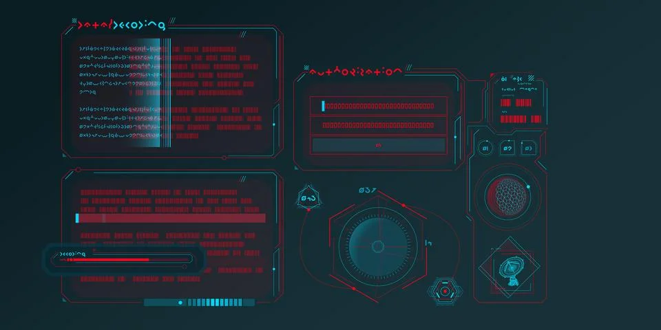 Sci-fi HUD interface for data research. Illustrazione stock