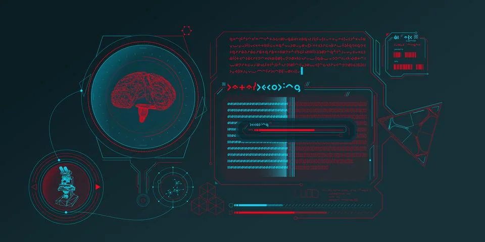 Sci-fi HUD interface for data research. Stock Illustration