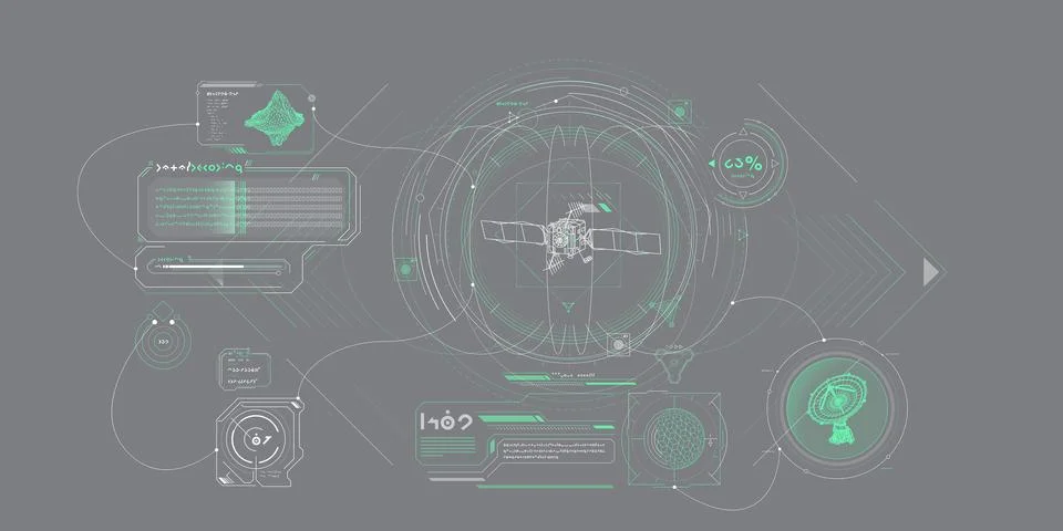 Sci-fi HUD interface for data research. Illustrazione stock