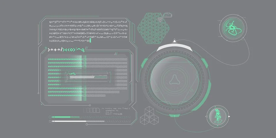 Sci-fi HUD interface for data research. Illustrazione stock