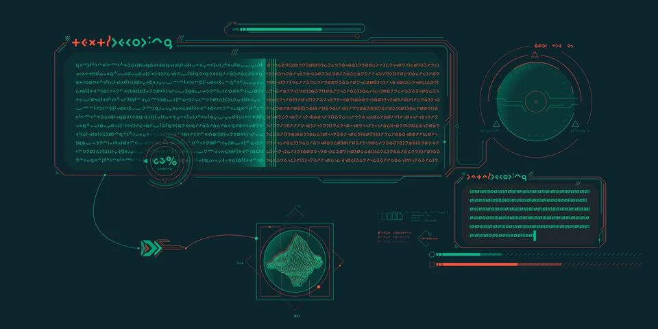 Sci-fi HUD interface for data research. Illustrazione stock