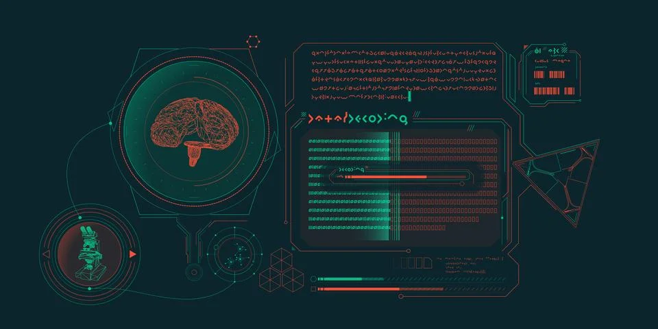 Sci-fi HUD interface for data research. Stock Illustration