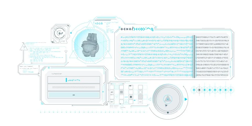 Sci-fi HUD interface for data research. Illustrazione stock