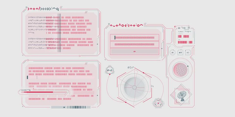 Sci-fi HUD interface for data research. Illustrazione stock