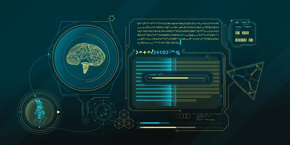 Sci-fi HUD interface for data research. Illustrazione stock