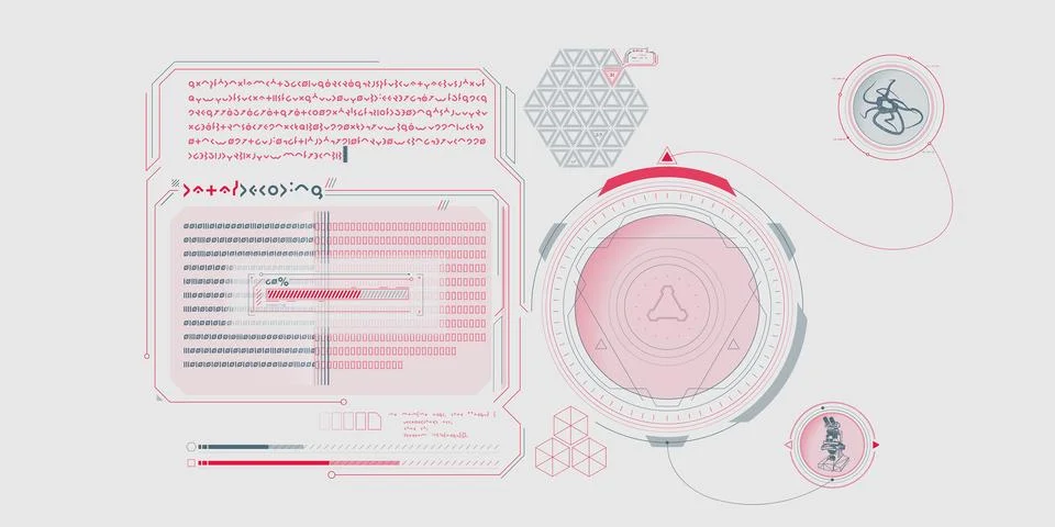 Sci-fi HUD interface for data research. Stock Illustration