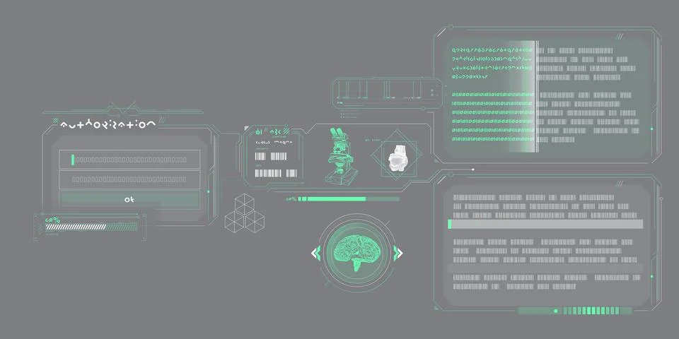 Sci-fi HUD interface for data research. Illustrazione stock