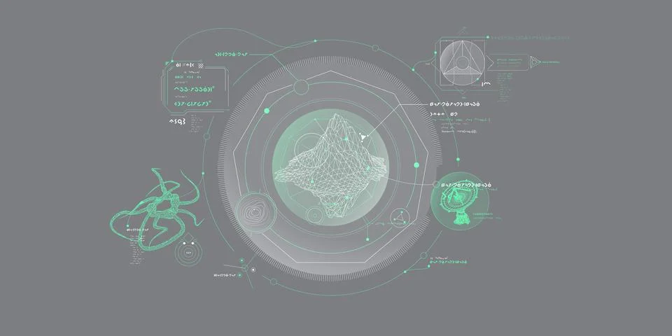 Sci-fi HUD interface for data research. Illustrazione stock