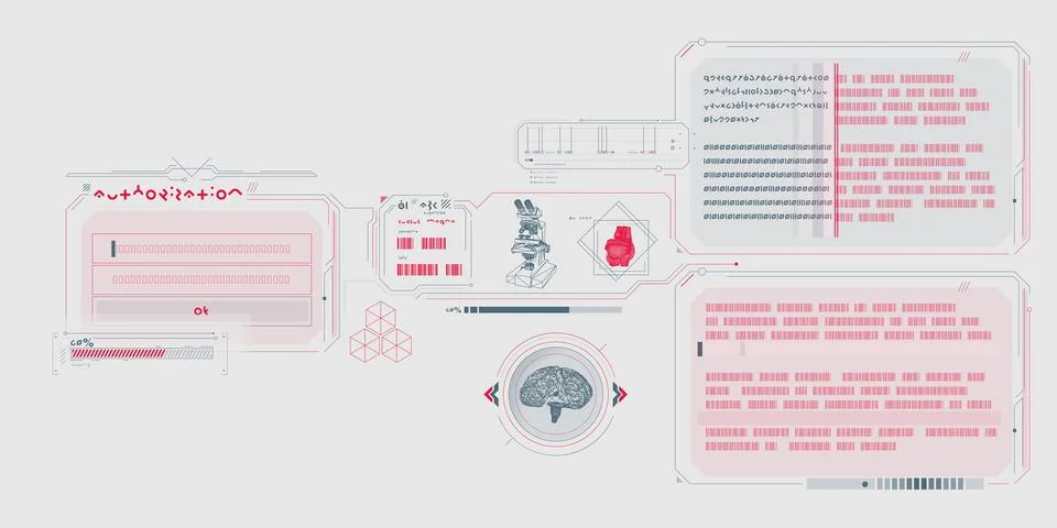 Sci-fi HUD interface for data research. Stock Illustration