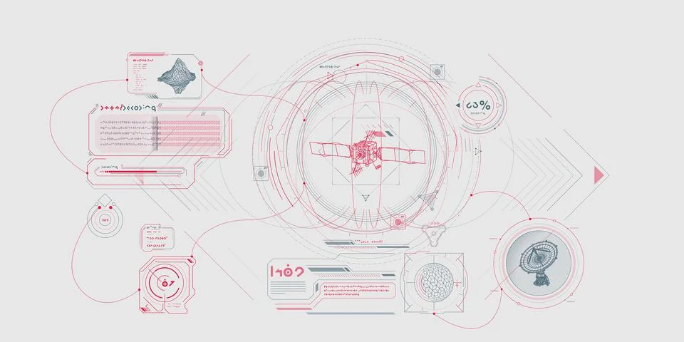 Sci-fi HUD interface for data research. 库存插图