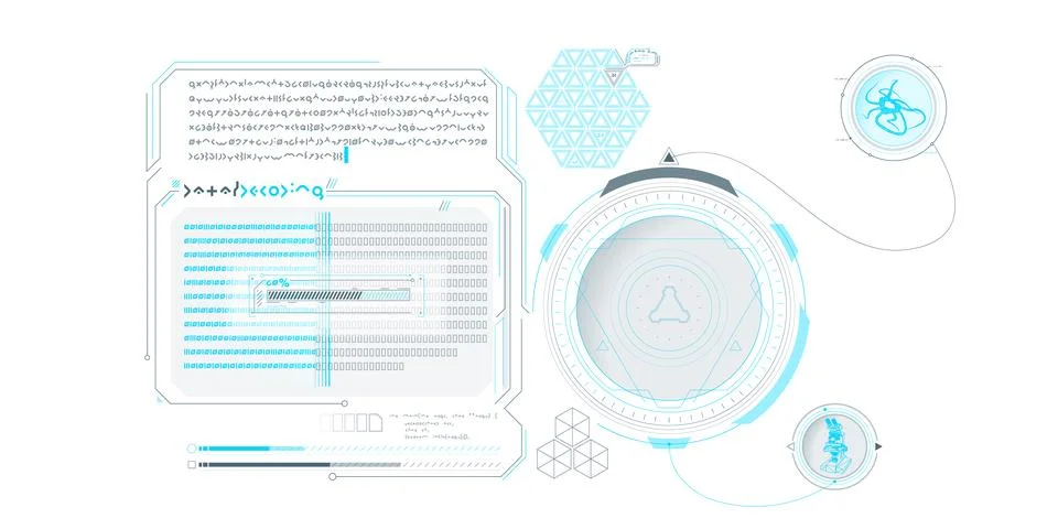 Sci-fi HUD interface for data research. Stock Illustration