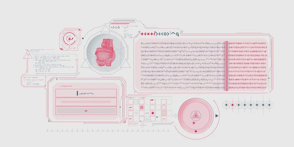Sci-fi HUD interface for data research. Illustrazione stock