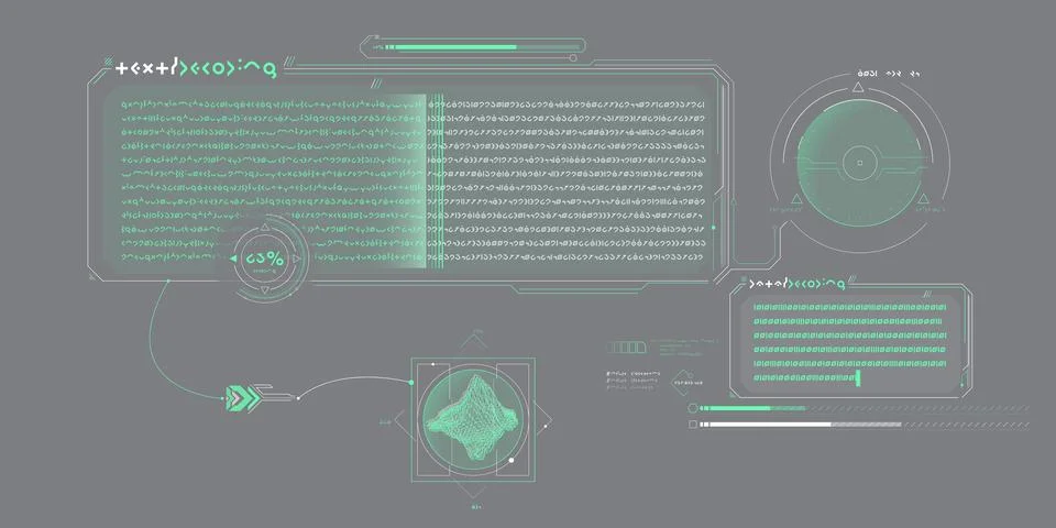 Sci-fi HUD interface for data research. Stock Illustration
