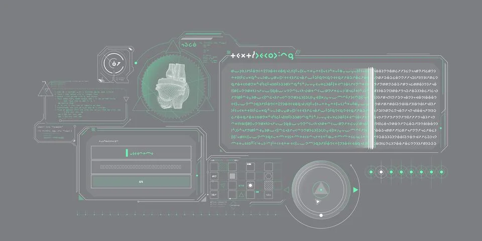 Sci-fi HUD interface for data research. Illustrazione stock