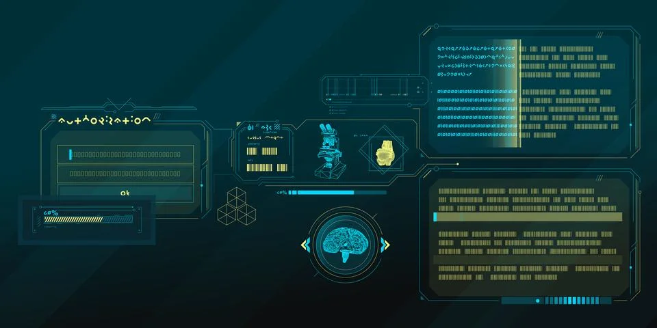 Sci-fi HUD interface for data research. 스톡 일러스트