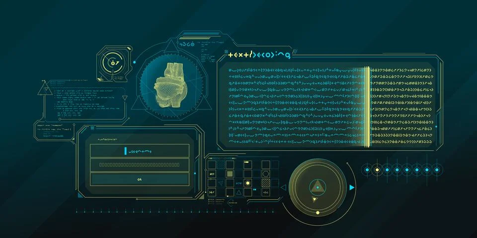 Sci-fi HUD interface for data research. Stock Illustration