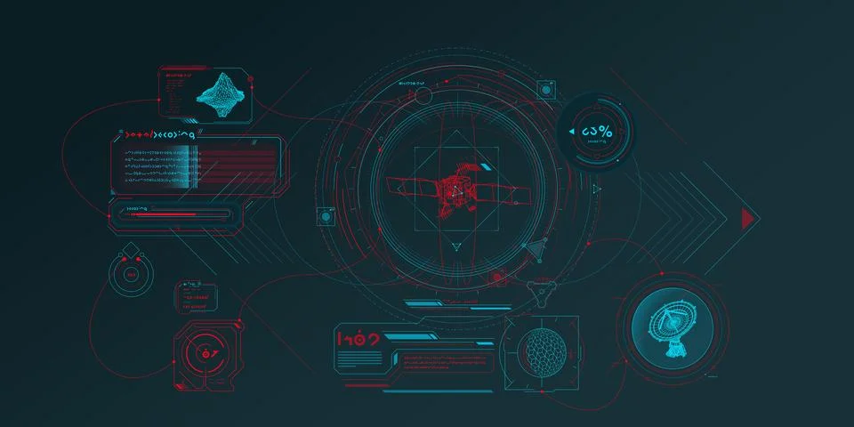 Sci-fi HUD interface for data research. Illustrazione stock
