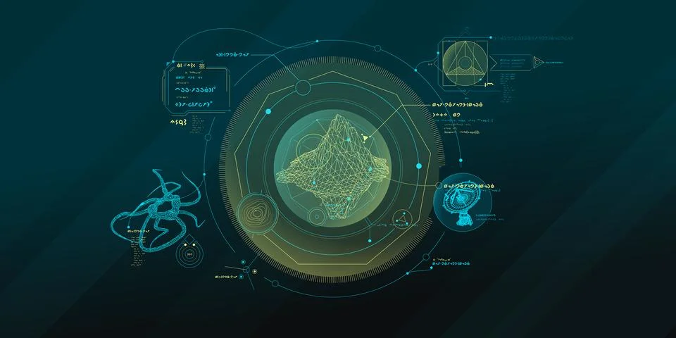Sci-fi HUD interface for data research. Illustrazione stock
