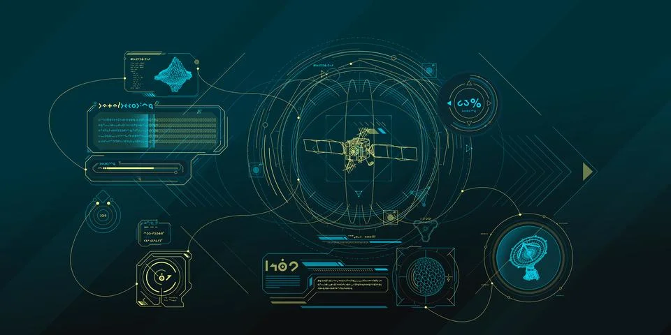 Sci-fi HUD interface for data research. Stock Illustration