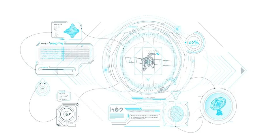 Sci-fi HUD interface for data research. Illustrazione stock