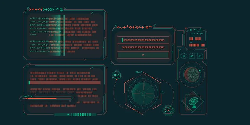 Sci-fi HUD interface for data research. Stock Illustration