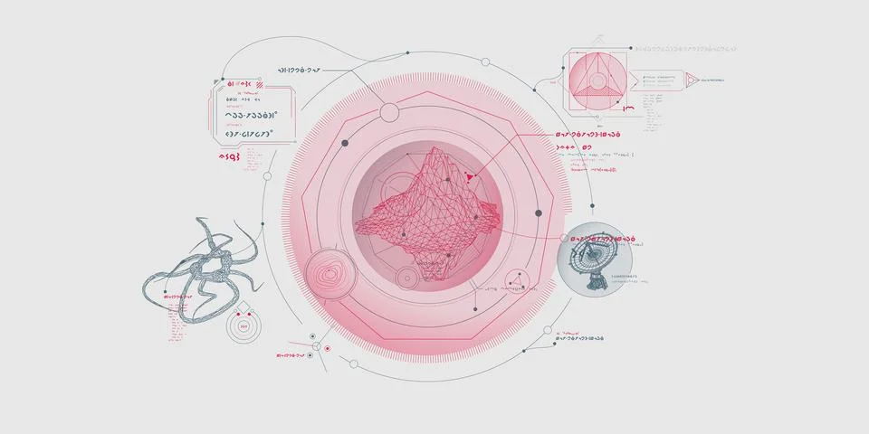 Sci-fi HUD interface for data research. Stock Illustration