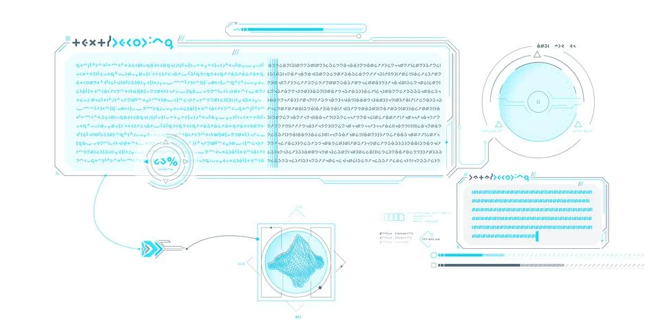 Sci-fi HUD interface for data research. Stock Illustration