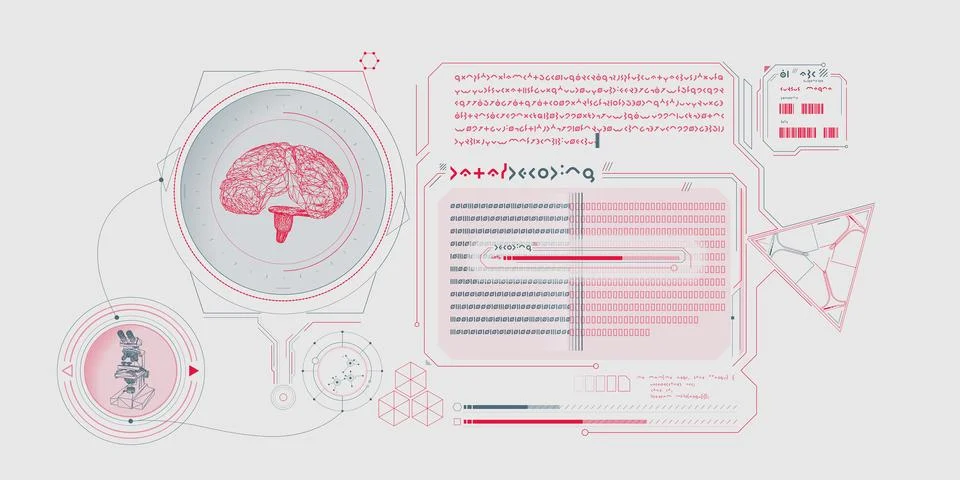 Sci-fi HUD interface for data research. Stock Illustration