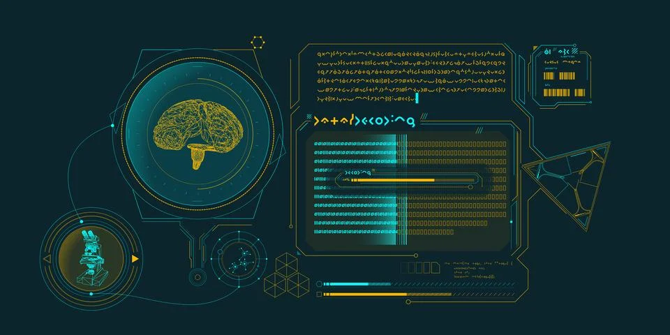 Sci-fi HUD interface for data research. Illustrazione stock