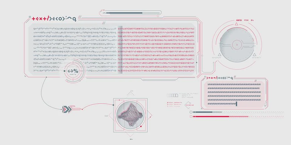 Sci-fi HUD interface for data research. Illustrazione stock