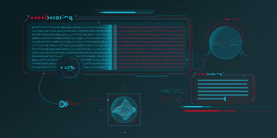 Sci-fi HUD interface for data research. Illustrazione stock
